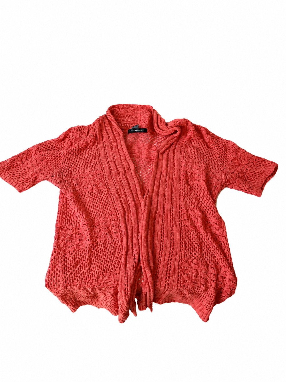 89th & Madison Women's Coral Open Knit Short Sleeve Cardigan Size XL